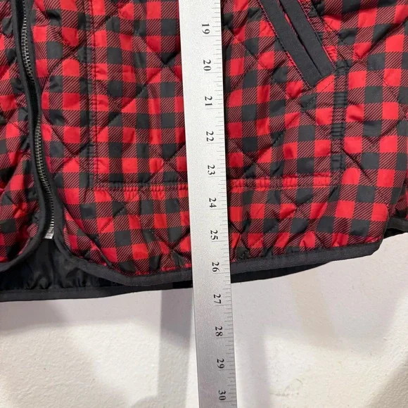 Old Navy Black Check Quilted Outerwear Vest Women's 2X Full Zip Rib Collar - Picture 10 of 10
